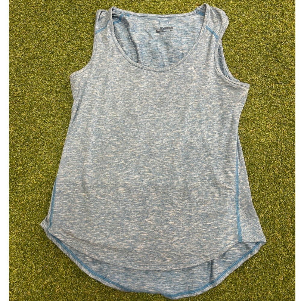 Columbia Womens Blue Heathered Space Dye Scoop Neck Tank Top Size M